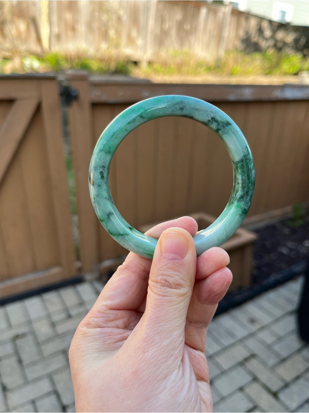 BW072-L 57.6mm Certified Untreated Grade A Burmese Jadeite Bangle Jade Bracelet - Picture 3 of 17